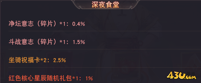 43u《仙梦奇缘3.5折》概率公示
